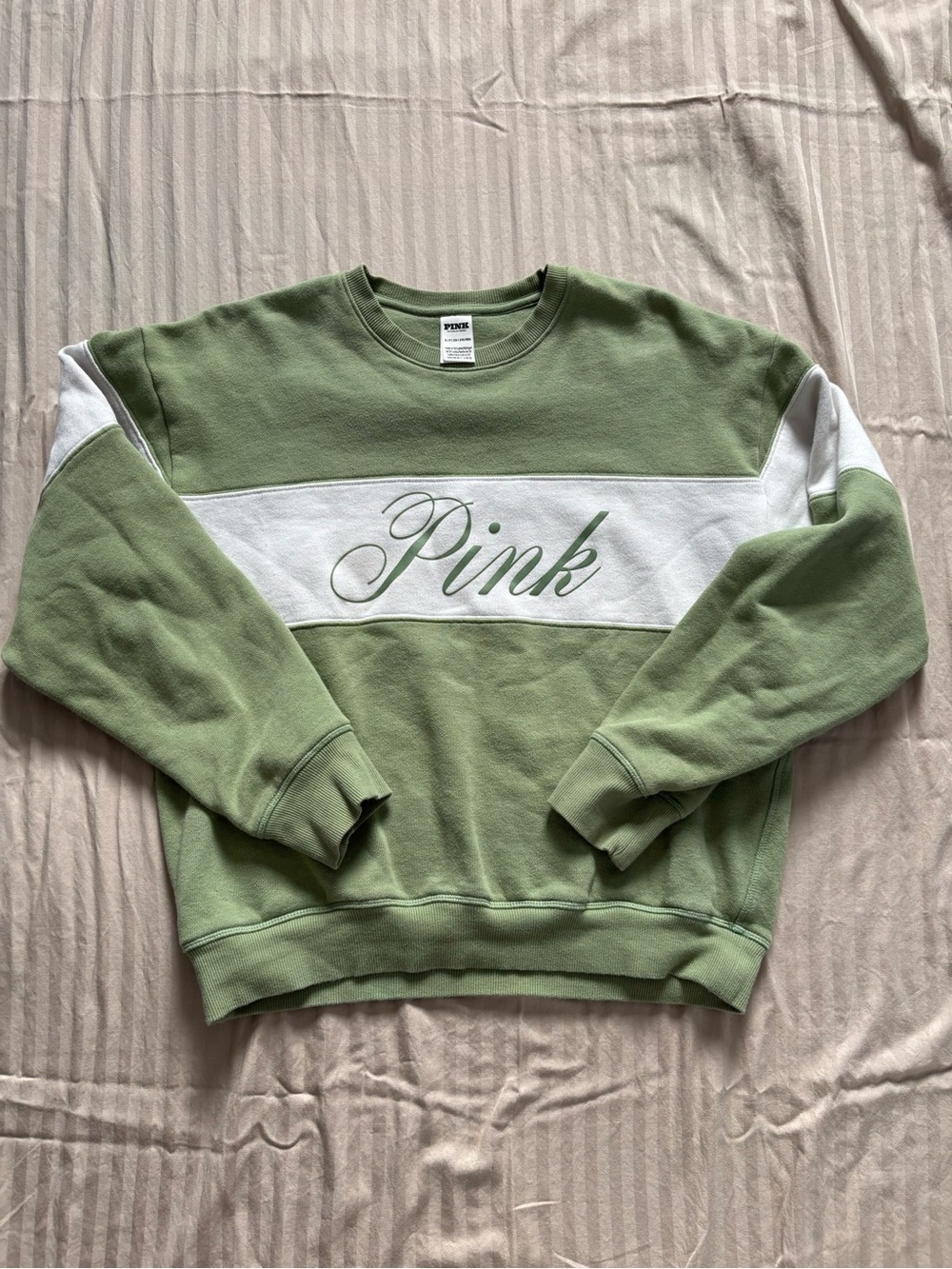 PINK Victoria's Secret Women's Size S Green & White Pullover Sweatshirt 2024